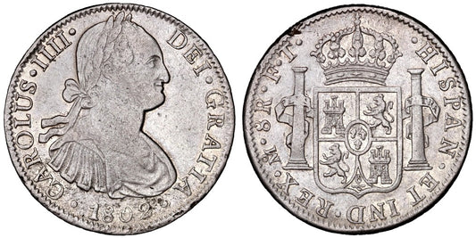 CARLOS IV  8 REALES 1802 MEXICO TH