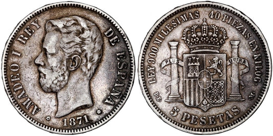 AMADEO I  5 PESETAS 1871*18-73