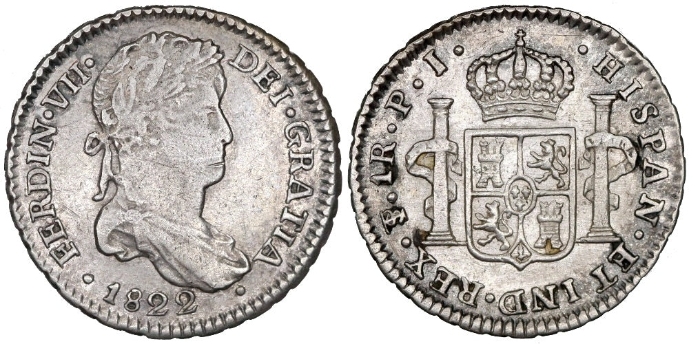 FERNANDO VII  1 REAL 1822 POTOSI PJ