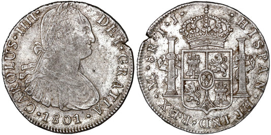 CARLOS IV  8 REALES 1801 LIMA IJ