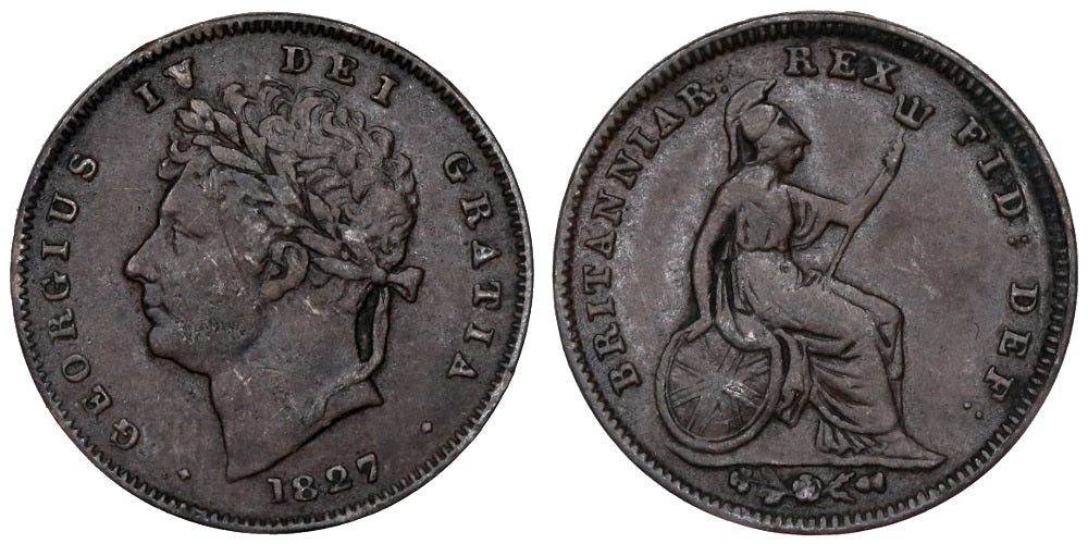 INGLATERRA 1/3 DE FARTHING 1827