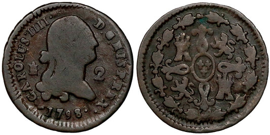 CARLOS IV  2 MARAVEDIS 1798 SEGOVIA