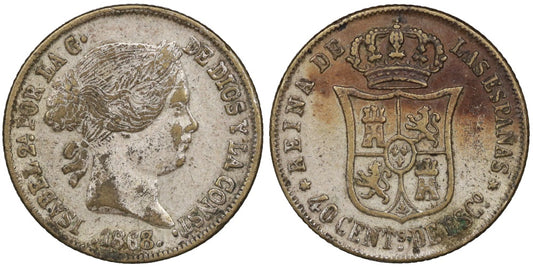 FALSA DE EPOCA; ISABEL II 40 CENTIMOS DE ESCUDO 1868