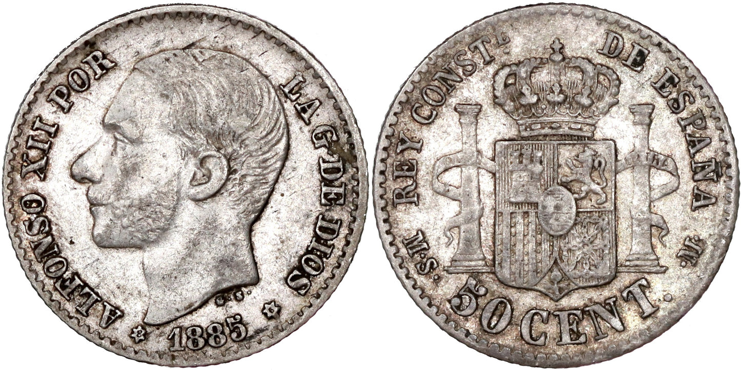 ALFONSO XII  50 CENTIMOS 1885