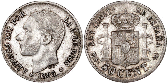 ALFONSO XII  50 CENTIMOS 1885