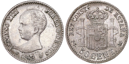 ALFONSO XIII  50 CENTIMOS 1892 / 89