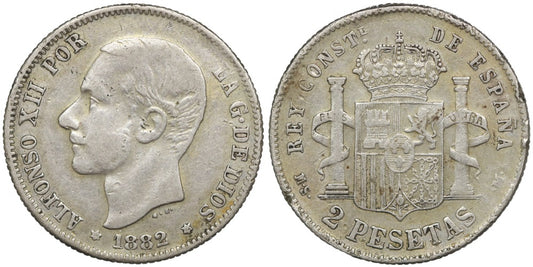 FALSA DE EPOCA 2 PESETAS 1882