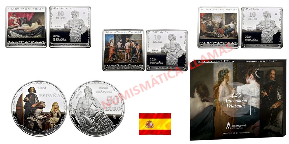 ESTUCHE PLATA 10 EUROS (3) y 50 EUROS (1) ESPAÑA 2024 VELAZQUEZ