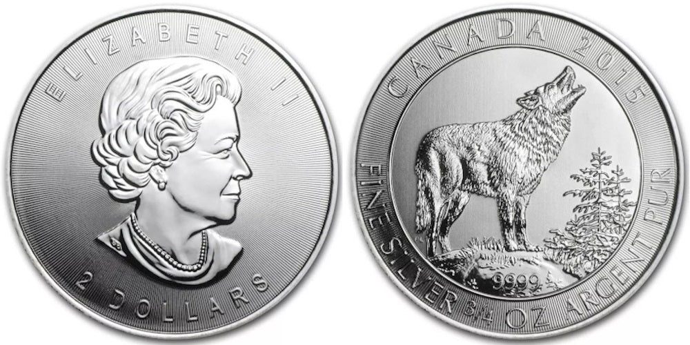 CANADA 2 DOLARES 2015 LOBO GRIS