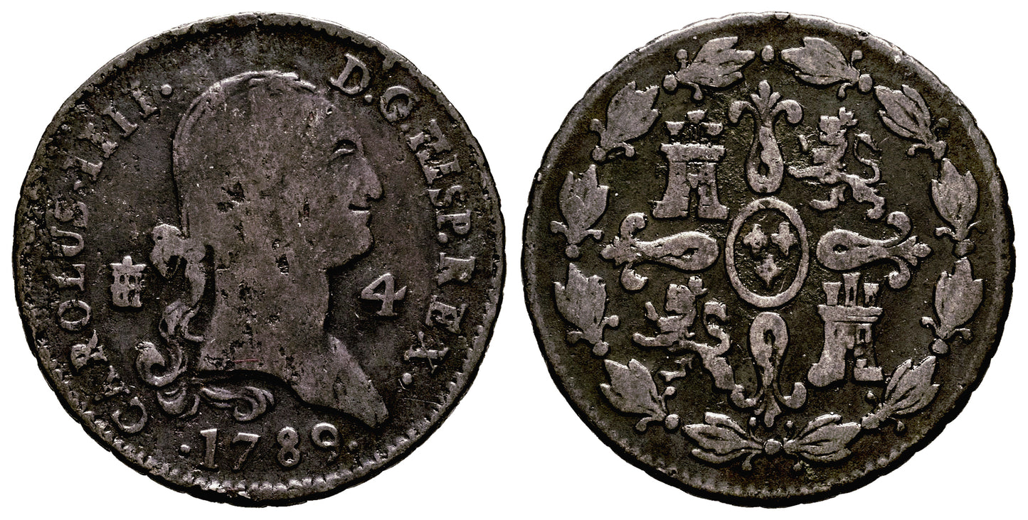 CARLOS IV  4 MARAVEDIS 1789 SEGOVIA