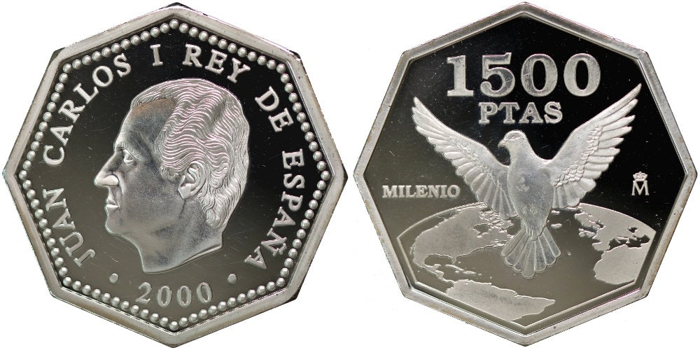 ESPAÑA 1500 PESETAS 2000 MILENIO – PAZ