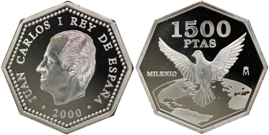 ESPAÑA 1500 PESETAS 2000 MILENIO – PAZ