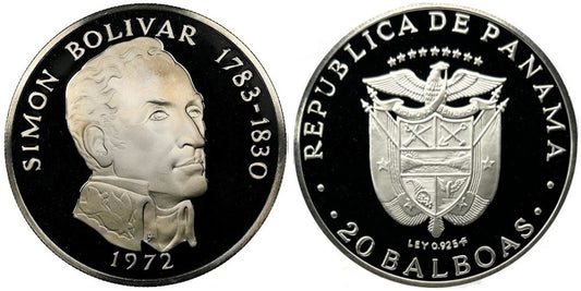 PANAMA 20 BALBOAS 1972 SIMON BOLIVAR