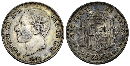 ALFONSO XII  2 PESETAS 1881