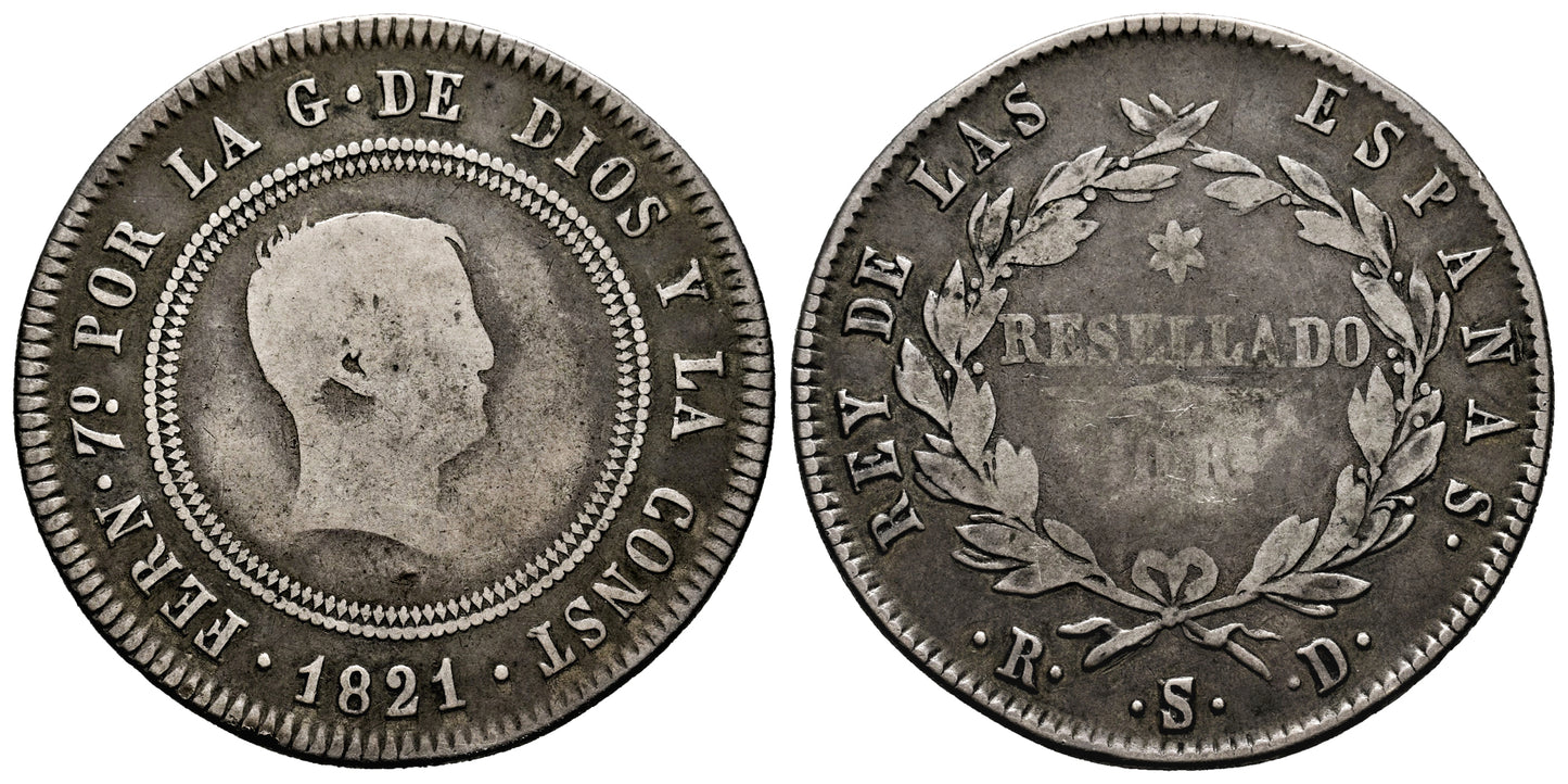 FERNANDO VII  10 REALES 1821 SEVILLA RD