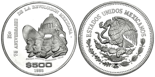 MEXICO 500 PESOS 1985  75 ANIVERSARIO DE LA REVOLUCION