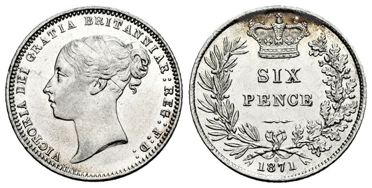 INGLATERRA 6 PENIQUES 1871
