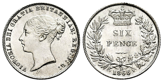 INGLATERRA 6 PENIQUES 1866