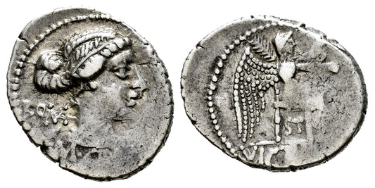 FAMILIA PORCIA (DENARIO) 89 a.C.