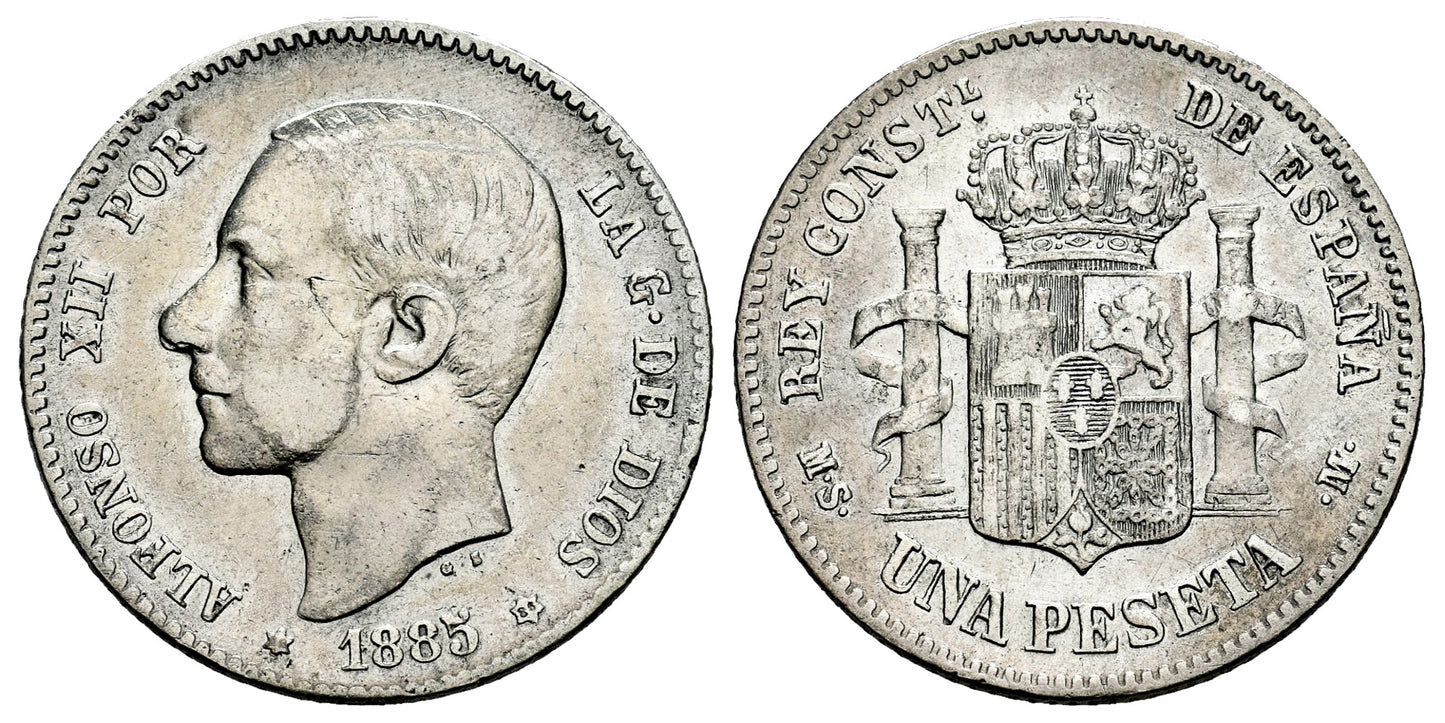 ALFONSO XII  1 PESETA 1885*18-86