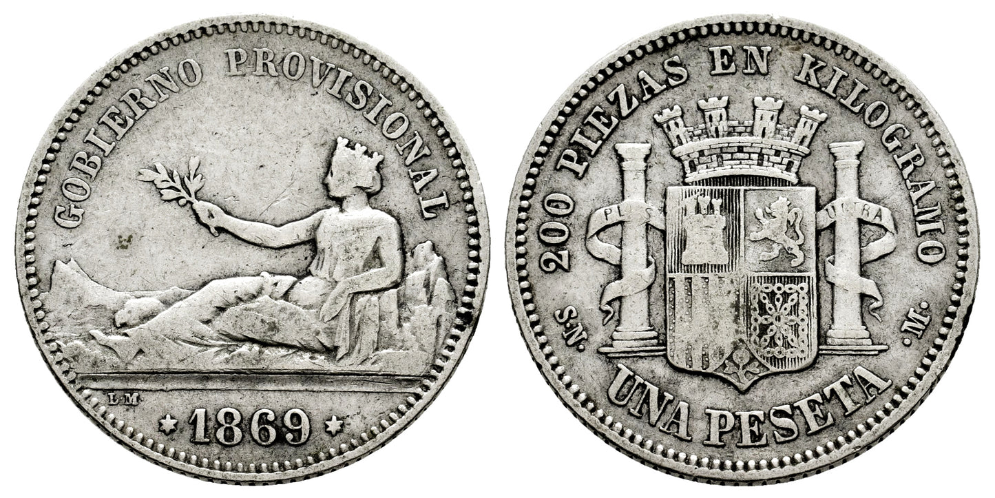 GOBIERNO PROVISIONAL 1 PESETA 1869