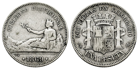 GOBIERNO PROVISIONAL 1 PESETA 1869