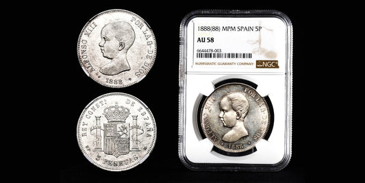 ALFONSO XIII  5 PESETAS 1888 MPM (ENCAPSULADA POR NGC)