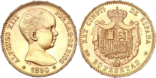 ALFONSO XIII  20 PESETAS 1890 MPM