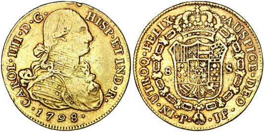 CARLOS IV  8 ESCUDOS 1798 POPAYAN JF