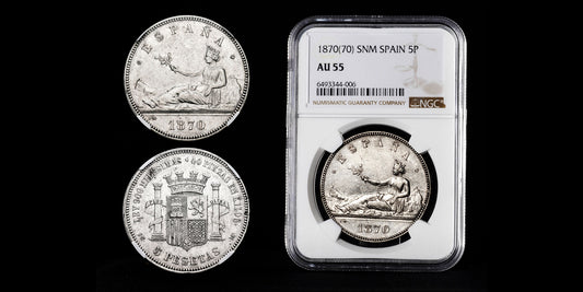 GOBIERNO PROVISIONAL 5 PESETAS 1870 (ENCAPSULADA POR NGC)