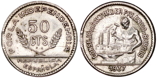 GUERRA CIVIL; SANTANDER, PALENCIA Y BURGOS 50 CTMS 1937 PJR