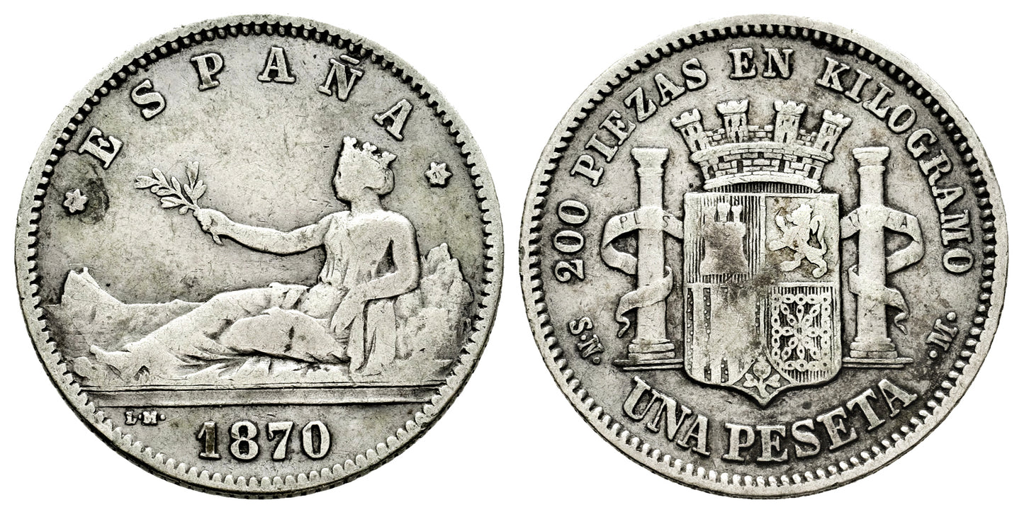 GOBIERNO PROVISIONAL 1 PESETA 1870* SNM