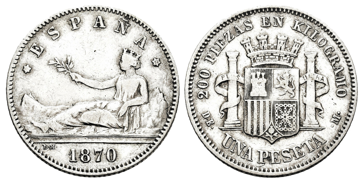 GOBIERNO PROVISIONAL 1 PESETA 1870*73 DEM