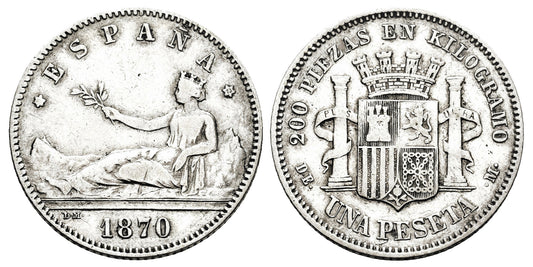 GOBIERNO PROVISIONAL 1 PESETA 1870*73 DEM