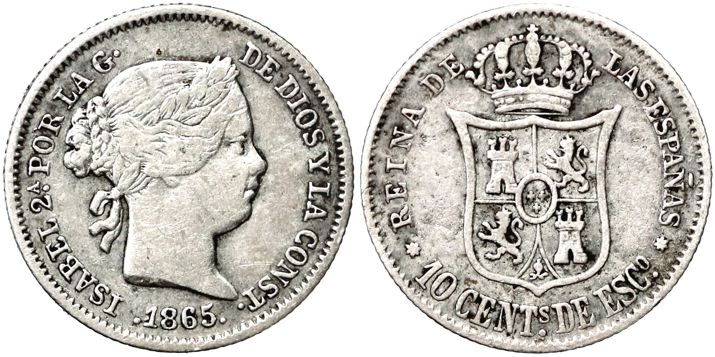 ISABEL II  10 CENTIMOS DE ESCUDO 1865 SEVILLA