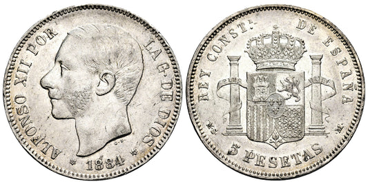 ALFONSO XII  5 PESETAS 1884