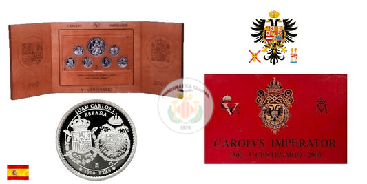 ESPAÑA ESTUCHE COMPLETO EN PLATA AÑO 2000 CARLOS V EMPERADOR