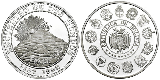 BOLIVIA 10 BOLIVIANOS 1991 SERIE IBEROAMERICANA