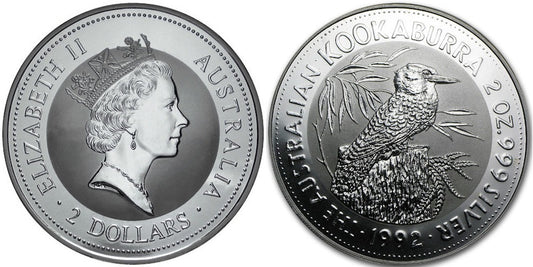 AUSTRALIA 2 DOLARES KOOKABURRA 1992 (2 ONZAS DE PLATA)