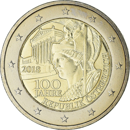 Austria, 

2 euros, 

100 años en la República