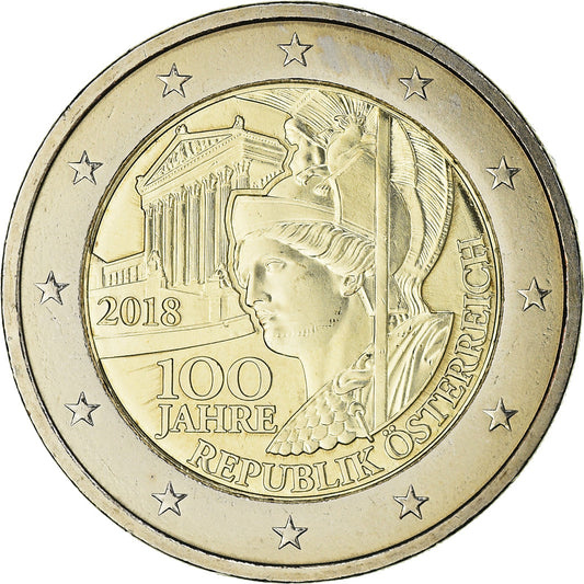 Austria, 

2 euros, 

100 años en la República