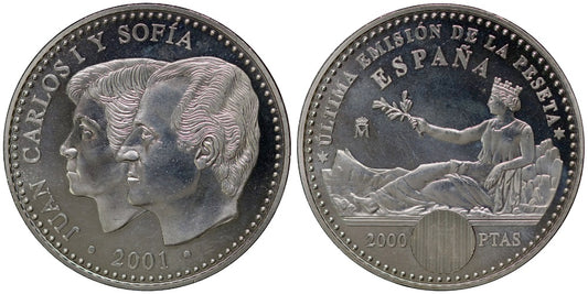 ESPAÑA 2000 PESETAS 2001 ULTIMA EMISION DE LA PESETA