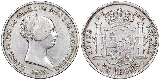 ISABEL II  20 REALES 1855 SEVILLA