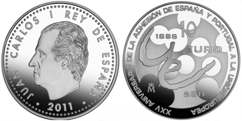 ESPAÑA 10 EUROS 2011  XXV ANIVERSARIO DE LA ADHESION