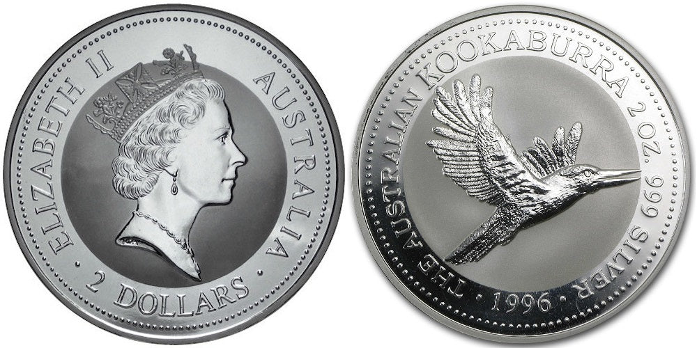 AUSTRALIA 2 DOLARES KOOKABURRA 1996 (2 ONZAS DE PLATA)