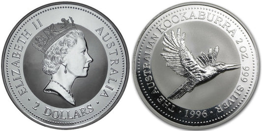 AUSTRALIA 2 DOLARES KOOKABURRA 1996 (2 ONZAS DE PLATA)