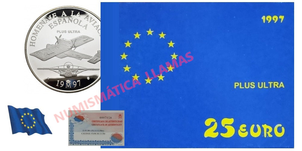 ESPAÑA 25 EUROS 1997 (CINCUENTIN) HOMENAJE A LA AVIACION ESPAÑOLA