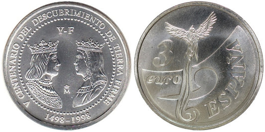 ESPAÑA 3 EUROS 1998  500 AÑOS DEL DESCUBRIMIENTO
