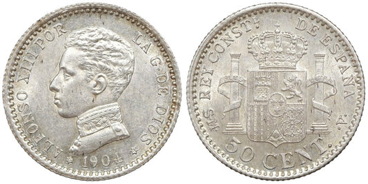 ALFONSO XIII  50 CENTIMOS  1904*04