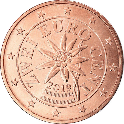 Austria, 

2 céntimos de euro, 

2019
